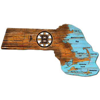 Boston Bruins Distressed State Cutout Sign