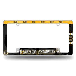 Boston Bruins Multi Champ 12" x 6" Chrome All Over Automotive License Plate Frame