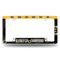 Boston Bruins Multi Champ 12" x 6" Chrome All Over Automotive License Plate Frame for Car/Truck/SUV