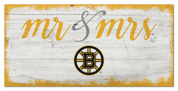Boston Bruins Script Mr & Mrs 6x12 Sign