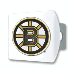 Boston Bruins White Metal Hitch Cover with  3D Color Emblem
