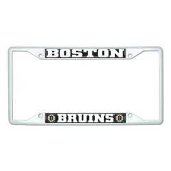 Boston Bruins White Metal License Plate Frame - 6.25"x12.25"