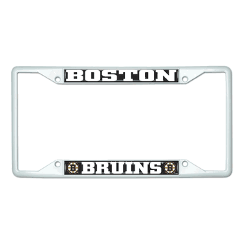 Boston Bruins White Metal License Plate Frame - 6.25