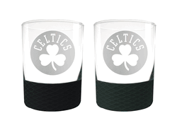 Boston Celtics 2pc Laser Etched Commissioner Rocks Glass Set