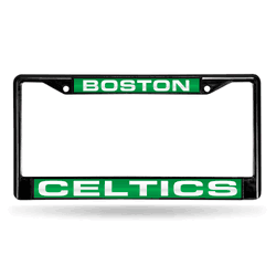Boston Celtics Black 12" x 6" Black Laser Cut Chrome Frame