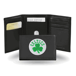 Boston Celtics  Embroidered Genuine Leather Tri-fold Wallet 3.25" x 4.25" - Slim