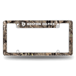 Boston Celtics Mossy Oak 12" x 6" Chrome All Over Automotive License Plate Frame for Car/Truck/SUV
