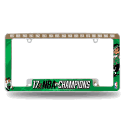 Boston Celtics Multi Champ 12" x 6" Chrome All Over Automotive License Plate Frame for Car/Truck/SUV