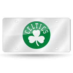 Boston Celtics Silver 12" x 6" Silver Laser Cut Tag For Car/Truck/SUV