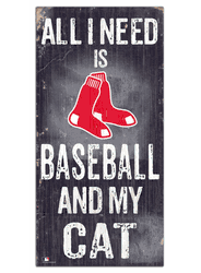 Boston Red Sox Baseball and My Cat 6x12 Sign
