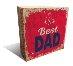 Boston Red Sox Best Dad 6x6 Wood Block