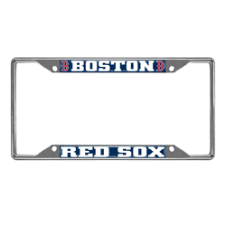 Boston Red Sox Chrome Metal License Plate Frame, 6.25in x 12.25in