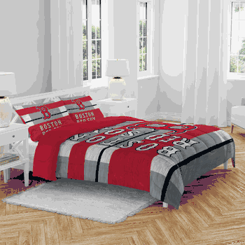 Boston Red Sox Heather Stripe 3 PC Full/Queen Bed in a Bag
