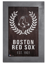 Boston Red Sox Laurel Wreath 11x19 Sign