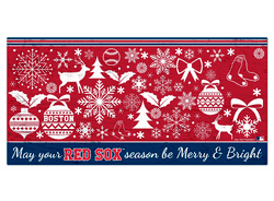 Boston Red Sox Merry and Bright 6x12 Sign
