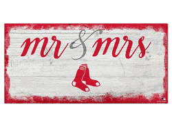Boston Red Sox Script Mr & Mrs 6x12 Sign