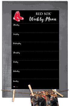 Boston Red Sox Weekly Chalkboard with frame & clothespins 11x19 Sign