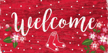 Boston Red Sox Welcome Floral 6x12 Sign