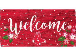 Boston Red Sox Welcome Floral 6x12 Sign