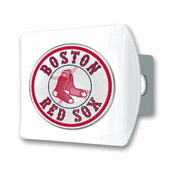 Boston Red Sox White Metal Hitch Cover with  3D Color Emblem