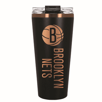 Brooklyn Nets 32oz Black and Copper Big Slim with Straw