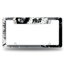 Brooklyn Nets Tie Dye 12" x 6" Chrome All Over Automotive License Plate Frame for Car/Truck/SUV