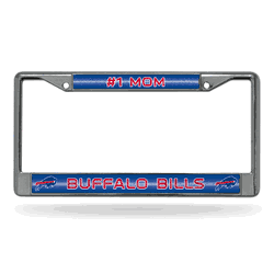 Buffalo Bills #1 Mom 12" x 6" Silver Bling Chrome Car/Truck/SUV Auto Accessory