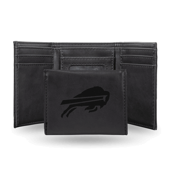 Buffalo Bills Black Laser Engraved Faux Leather Trifold