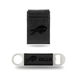 Buffalo Bills Black Laser Engraved Front Pocket Wallet & Bar Blade