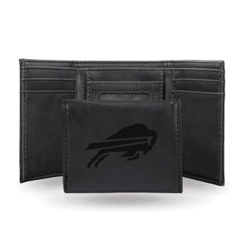 Buffalo Bills Black Laser Engraved Tri-Fold Wallet