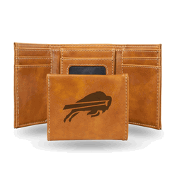 Buffalo Bills Brown Laser Engraved Faux Leather Trifold
