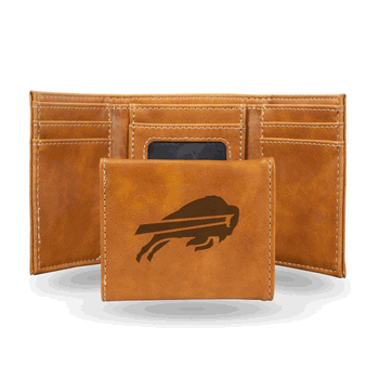 Buffalo Bills Brown Laser Engraved Faux Leather Trifold