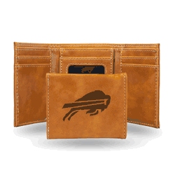 Buffalo Bills Brown Laser Engraved Tri-Fold Wallet