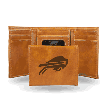 Buffalo Bills Brown Laser Engraved Tri-Fold Wallet