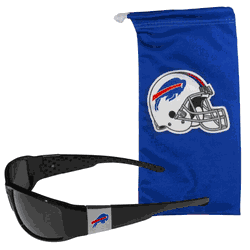 Buffalo Bills Chrome Wrap Sunglasses and Bag