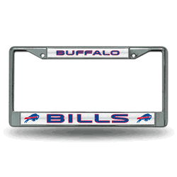 Buffalo Bills Classic 12" x 6" Silver Bling Chrome Car/Truck/SUV Auto Accessory