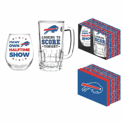 Buffalo Bills Drink Set Boxed 17oz Stemless Wine and 16oz Tankard