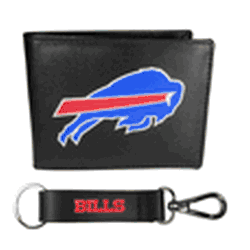 Buffalo Bills Leather Bi-fold Wallet & Strap Key Chain