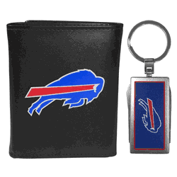 Buffalo Bills Leather Tri-fold Wallet & Multitool Key Chain, Black