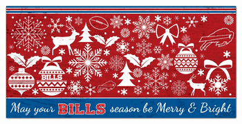 Buffalo Bills Merry and Bright 6x12 Sign