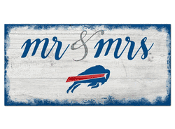 Buffalo Bills Script Mr & Mrs 6x12 Sign