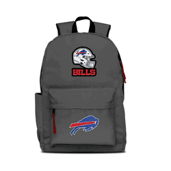 Buffalo Bills Two-Logo Campus Backpack, Gray, with Red Zipper