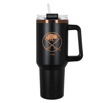Buffalo Sabres 40oz Black and Copper Colossus Travel Mug with Straw