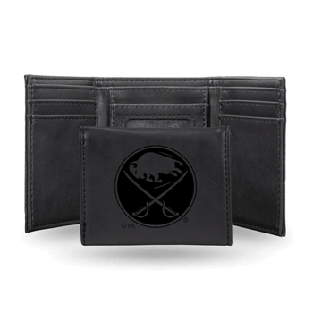 Buffalo Sabres Black Laser Engraved Faux Leather Trifold