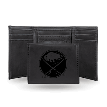 Buffalo Sabres Black Laser Engraved Tri-Fold Wallet