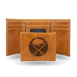 Buffalo Sabres Brown Laser Engraved Faux Leather Trifold