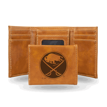 Buffalo Sabres Brown Laser Engraved Faux Leather Trifold