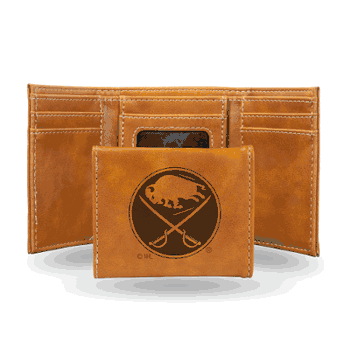 Buffalo Sabres Brown Laser Engraved Tri-Fold Wallet