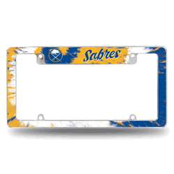Buffalo Sabres Tie Dye 12" x 6" Chrome All Over Automotive License Plate Frame