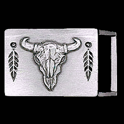 Buffalo Skull Small Belt Buckle